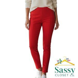 H&M Red Skinny Pants Stretch Pull‑On Flat Front Size 6 EUC